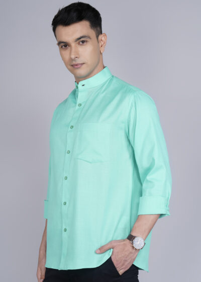 Men’s Formal Solid Cotton Shirt – Full Sleeves | Elegant Everyday Essential | High Neck - Image 4