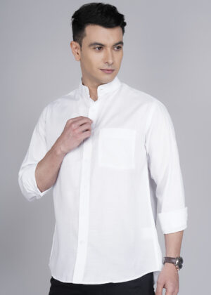 mandarin collar White Shirt