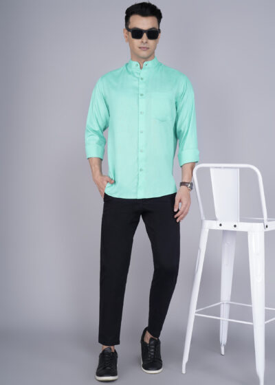 Men’s Formal Solid Cotton Shirt – Full Sleeves | Elegant Everyday Essential | High Neck - Image 5