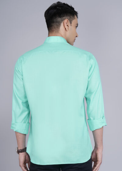 Men’s Formal Solid Cotton Shirt – Full Sleeves | Elegant Everyday Essential | High Neck - Image 3
