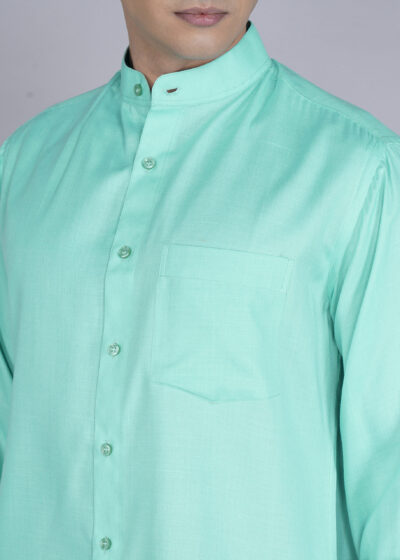 Men’s Formal Solid Cotton Shirt – Full Sleeves | Elegant Everyday Essential | High Neck - Image 6