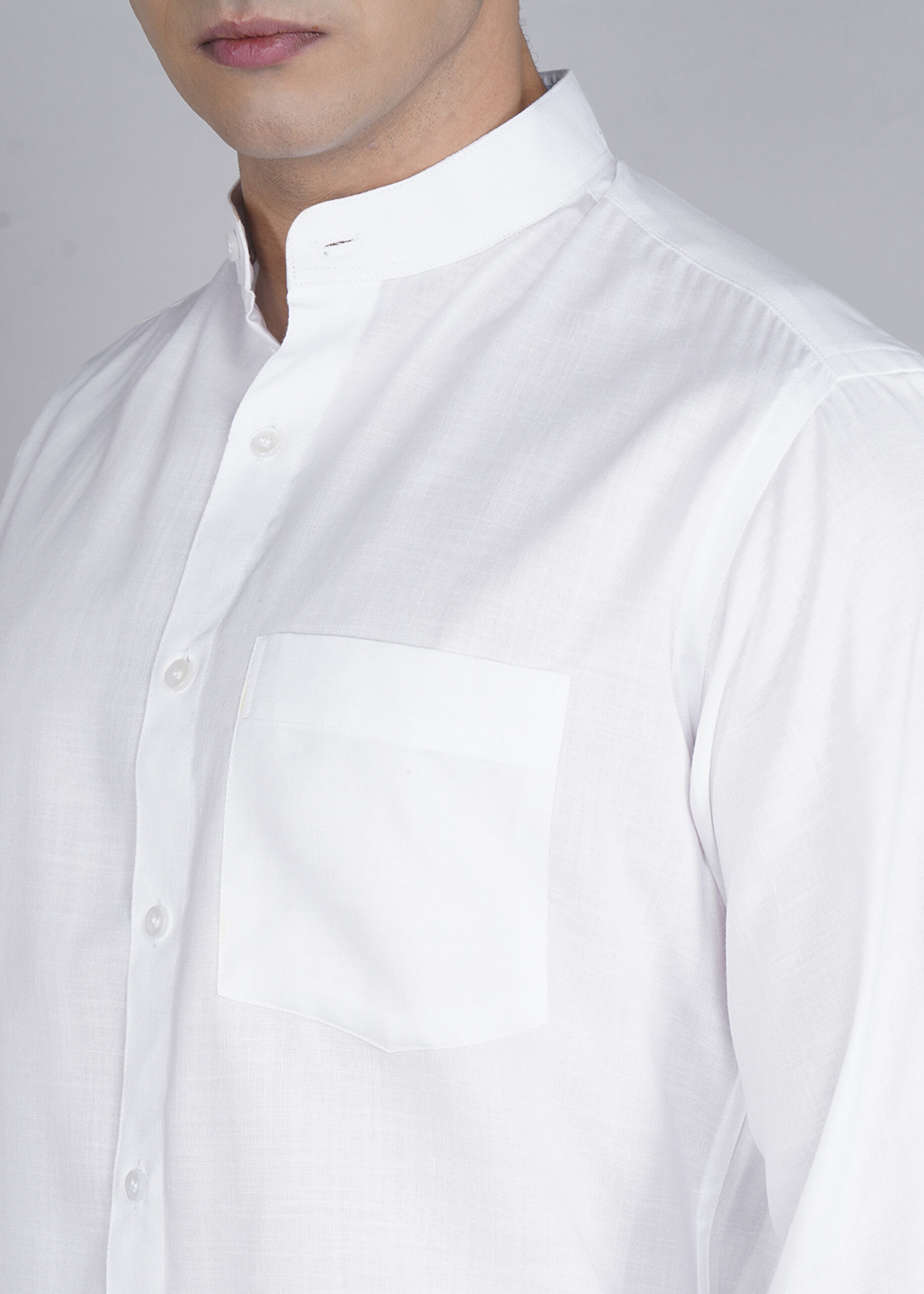 AuraMens Classic White Cotton-Linen Casual Shirt for Men – Regular Fit - Image 6